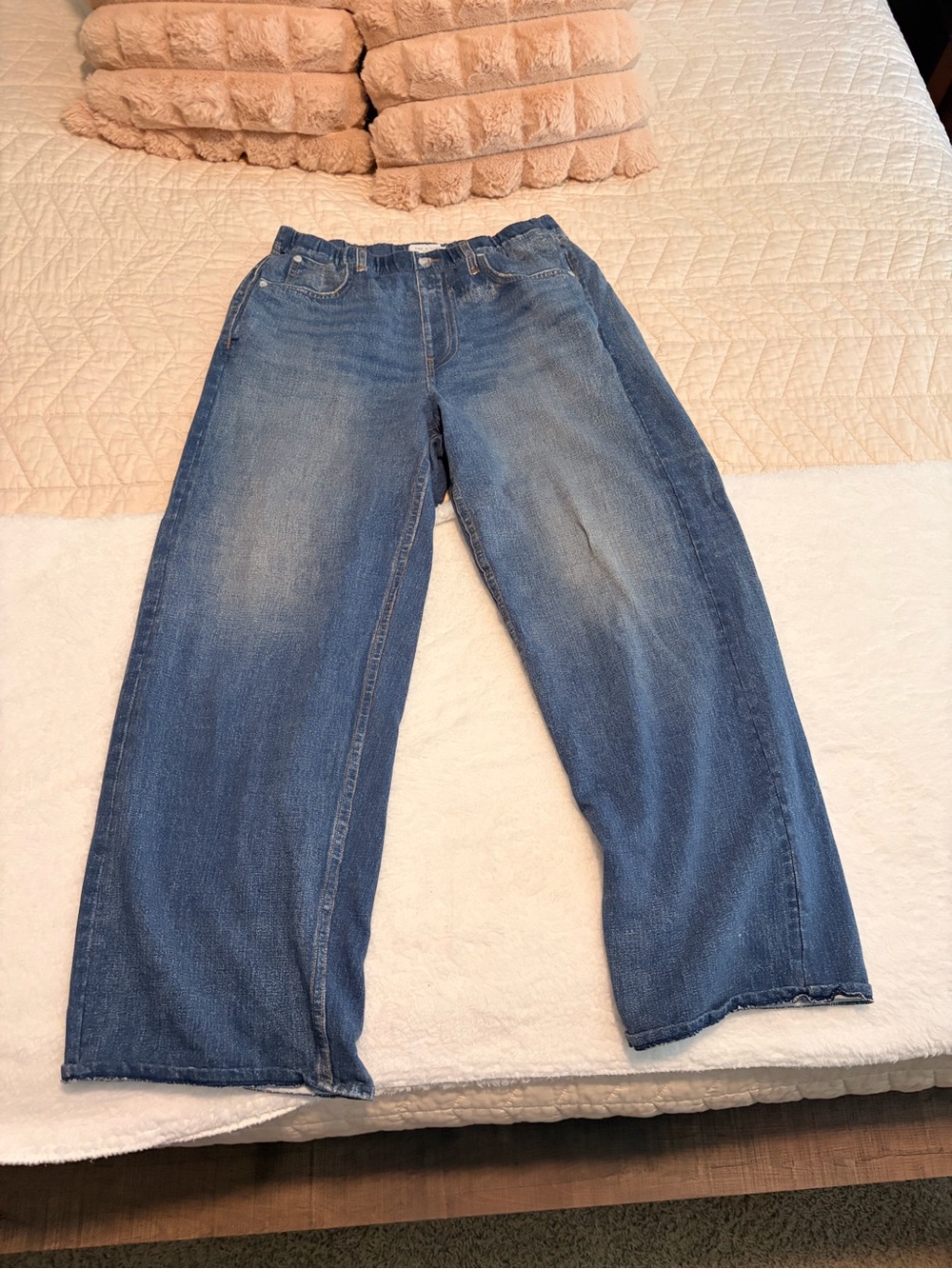 rag & bone Wide Leg Jeggings in Medium Blue Wash - Picture 1 of 2